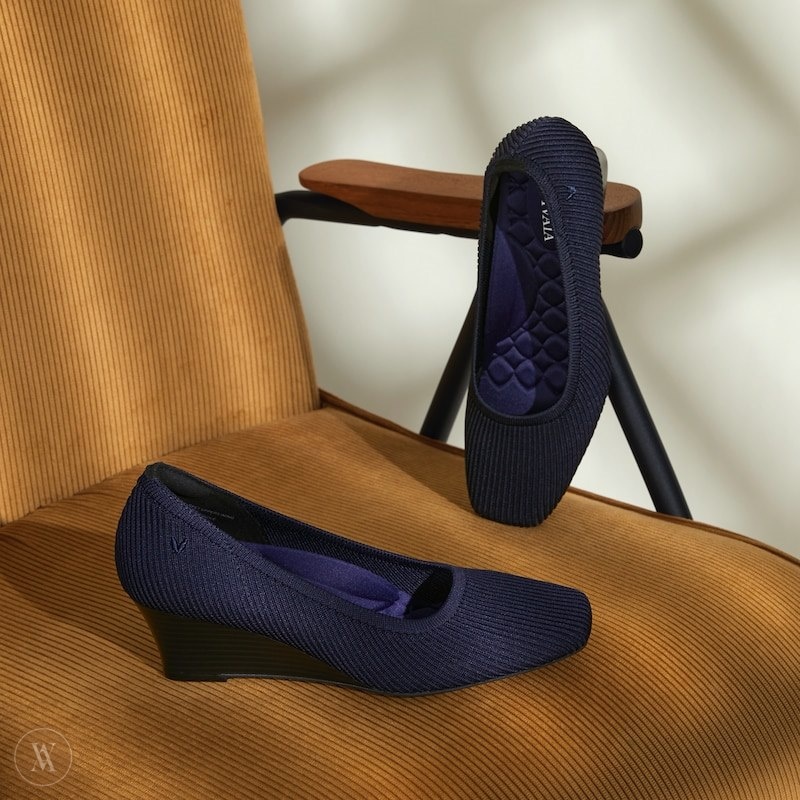 VIVAIA Margot Wedge Pro Square-toe Wedge Dames Donkerblauw | MLK-2009