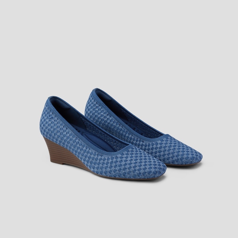 VIVAIA Margot Wedge Pro Square-toe Wedge Dames Denim Woven | MTP-0237