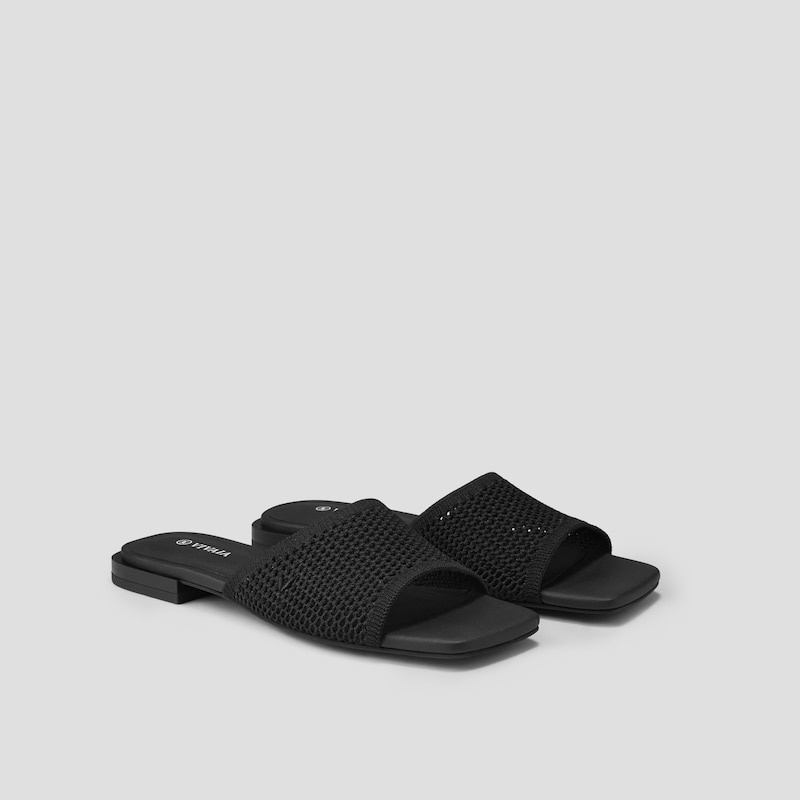 VIVAIA Marianna Wide Band Slide Sandalen Dames Zwart | TRC-8154