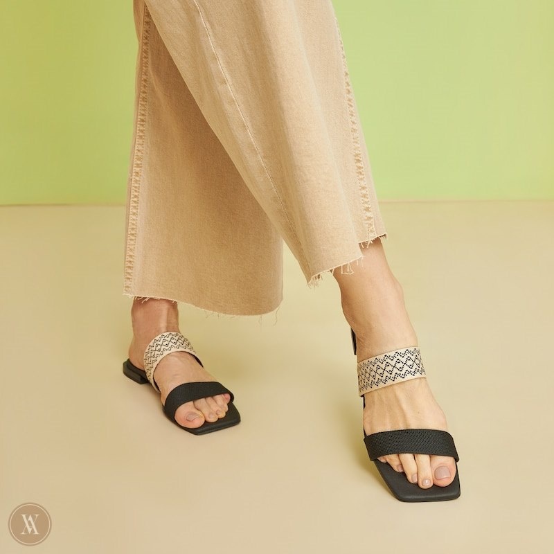 VIVAIA Maya Square-Toe Slide Sandalen Dames Zwart | OSR-0880