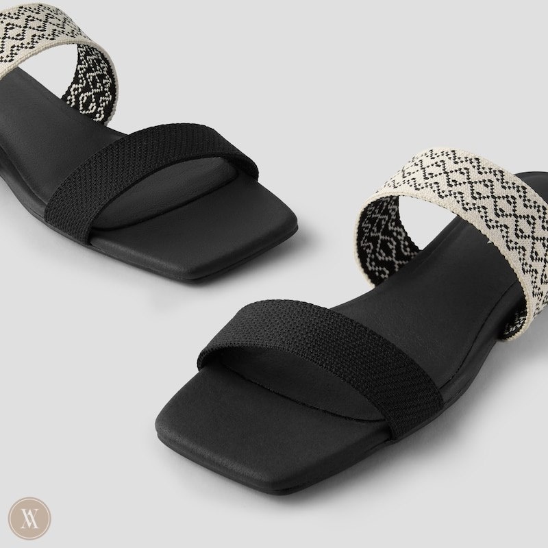 VIVAIA Maya Square-Toe Slide Sandalen Dames Zwart | OSR-0880