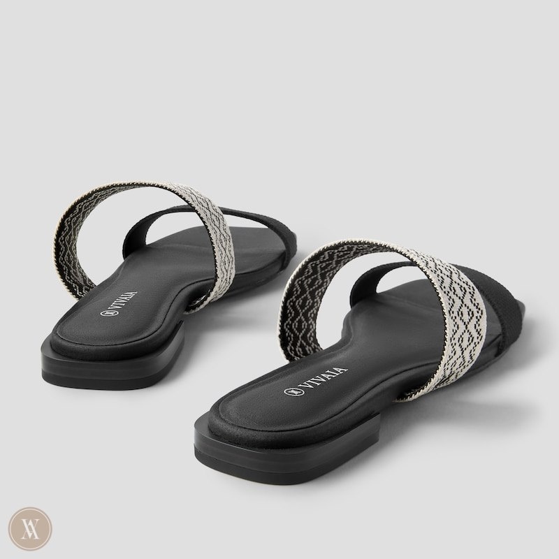 VIVAIA Maya Square-Toe Slide Sandalen Dames Zwart | OSR-0880