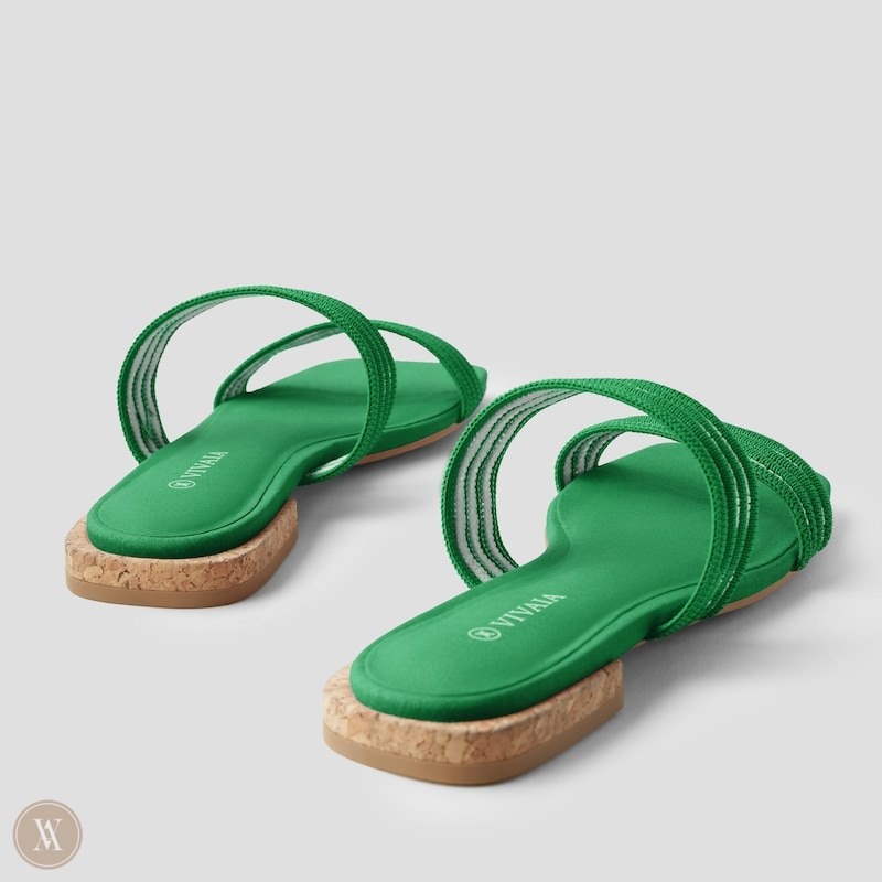 VIVAIA Maya Square-Toe Slide Sandalen Dames Groen | YBZ-4378