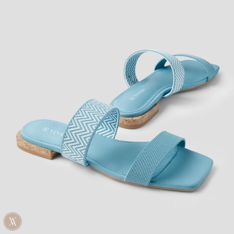 VIVAIA Maya Square-Toe Slide Sandalen Dames Blauw | VAB-6232