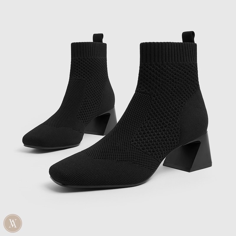 VIVAIA Melissa Perforated Laarzen Met Hakken Dames Zwart | PKE-1868