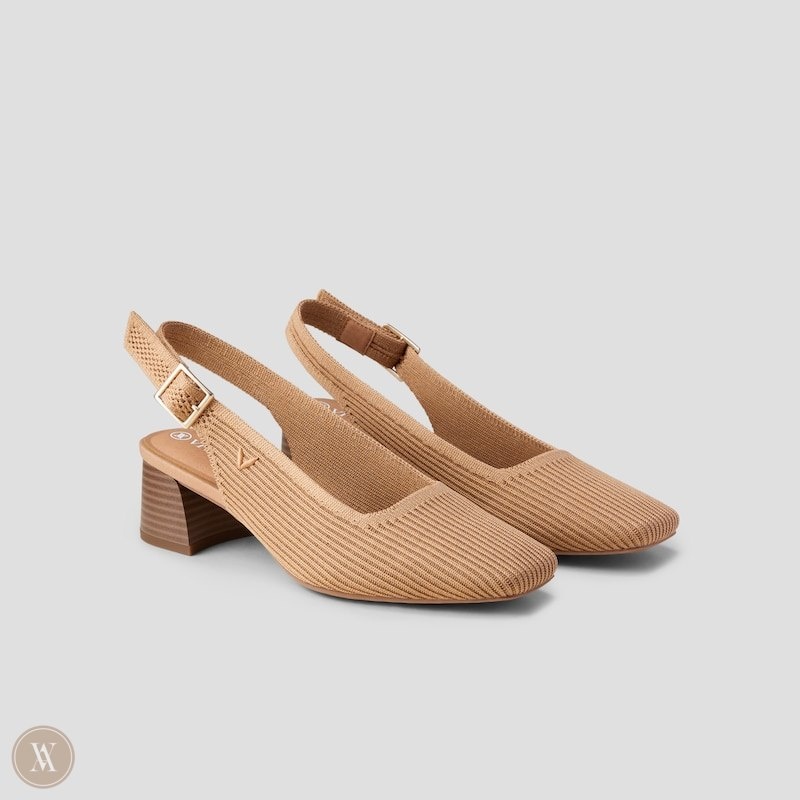 VIVAIA Melody Slingback Square Toe Block Heel Dames Nutmeg | RRN-2799