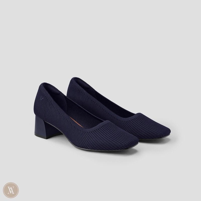 VIVAIA Melody Square-Toe Chunky Hakken Dames Donkerblauw | CKQ-1834