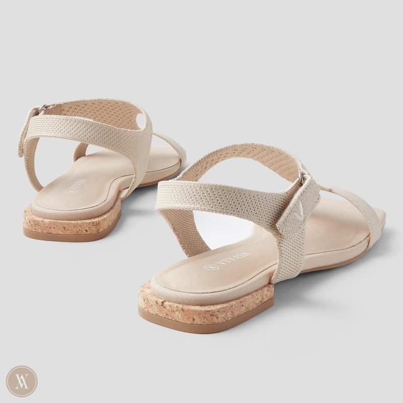 VIVAIA Mia Square-Toe Adjustable Sandalen Dames Almond Mesh | JWK-0111