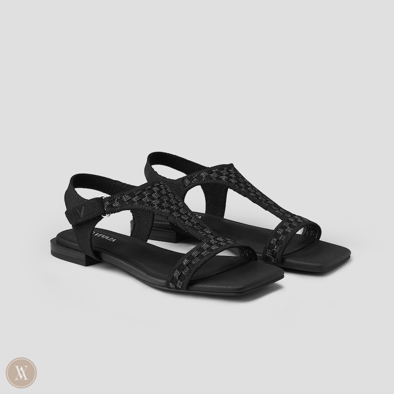 VIVAIA Mia Square-Toe Adjustable Sandalen Dames Zwart | BUZ-4572