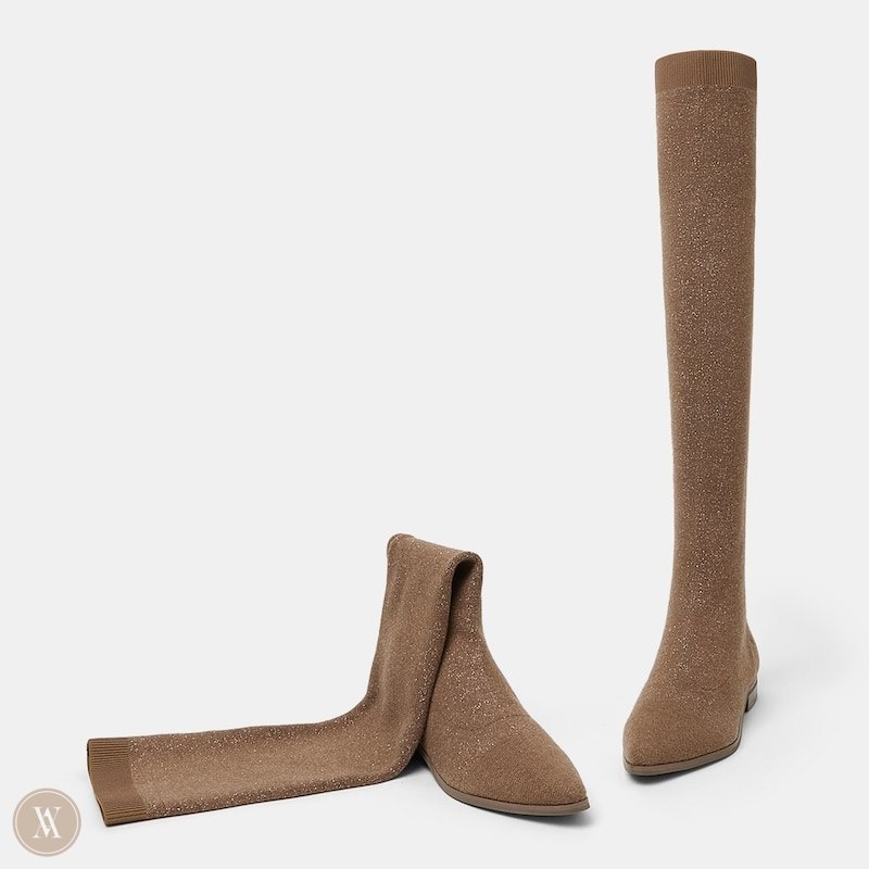 VIVAIA Michaelia Pointed-Toe Laarzen Tot Over De Knie Dames Bruin | CUB-2944