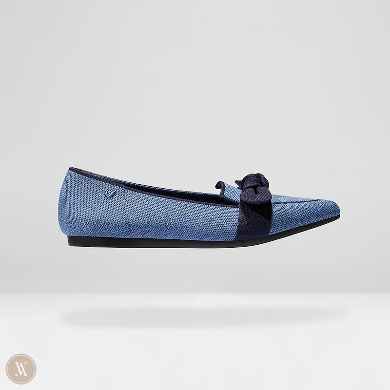 VIVAIA Michelle Pointed-Toe Bow Loafers Dames Blauw | HID-6525