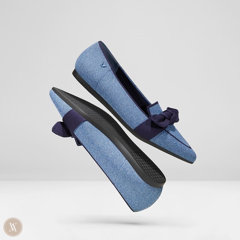 VIVAIA Michelle Pointed-Toe Bow Loafers Dames Blauw | HID-6525