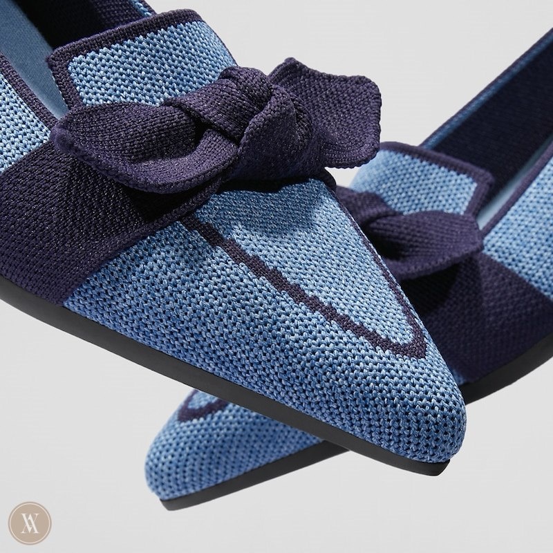 VIVAIA Michelle Pointed-Toe Bow Loafers Dames Blauw | HID-6525