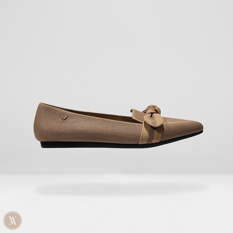 VIVAIA Michelle Pointed-Toe Bow Loafers Dames Koffie Bruin | PNP-6720