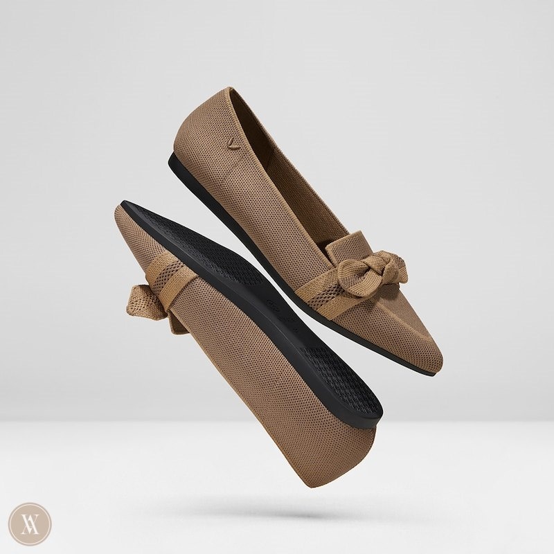 VIVAIA Michelle Pointed-Toe Bow Loafers Dames Koffie Bruin | PNP-6720