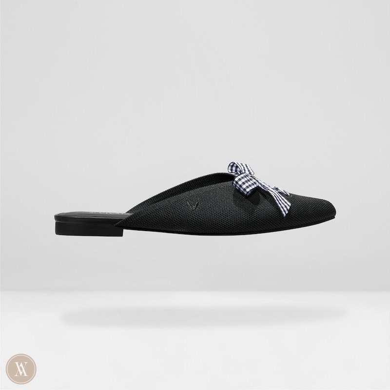 VIVAIA Molly Pointed-Toe Bow Mules Dames Zwart | RVR-1846