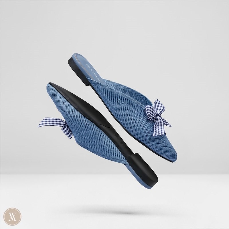 VIVAIA Molly Pointed-Toe Bow Mules Dames Grijs Blauw | BZV-8940