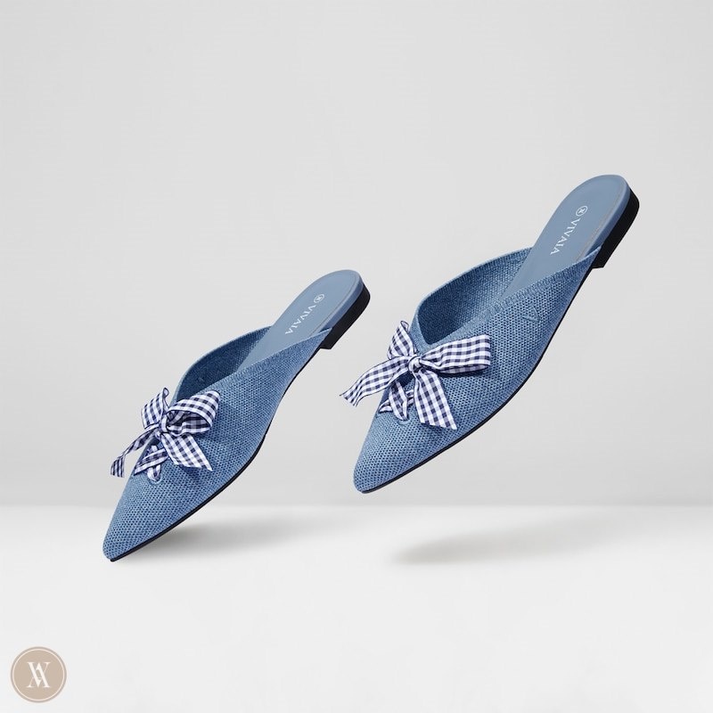 VIVAIA Molly Pointed-Toe Bow Mules Dames Grijs Blauw | BZV-8940