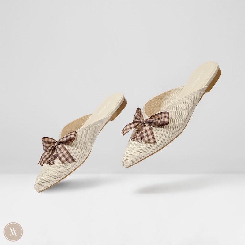 VIVAIA Molly Pointed-Toe Bow Mules Dames Room Wit | GXM-9524