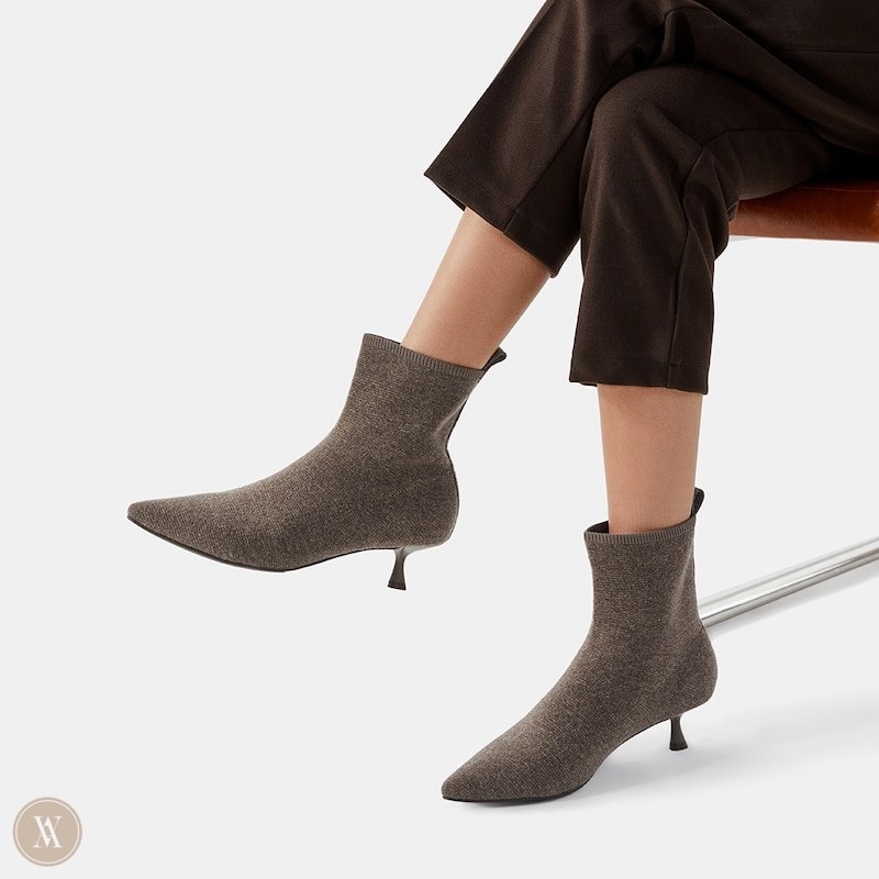 VIVAIA Naomi Pointed-Toe Laarzen Met Hakken Dames Koffie Grijs | BFG-0596