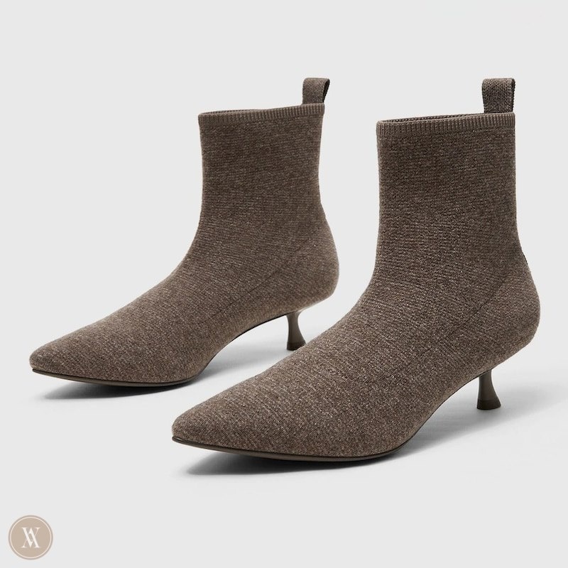 VIVAIA Naomi Pointed-Toe Laarzen Met Hakken Dames Koffie Grijs | BFG-0596