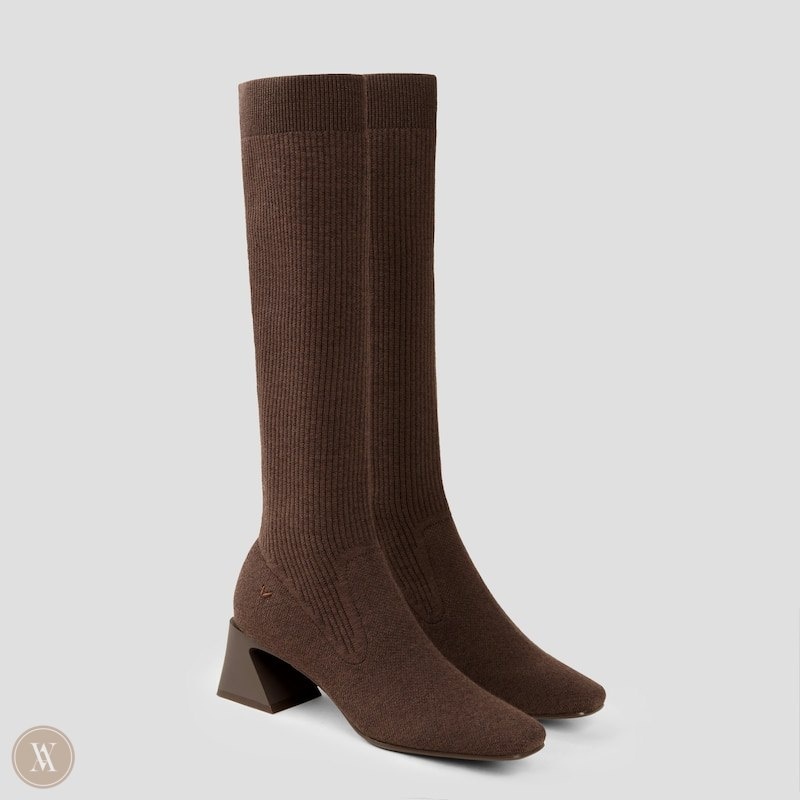 VIVAIA Rebecca Square-Toe Block Heel Knee-High Laarzen Dames Donkerchocola | QQH-8028