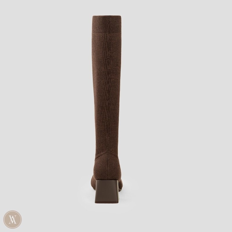 VIVAIA Rebecca Square-Toe Block Heel Knee-High Laarzen Dames Donkerchocola | QQH-8028