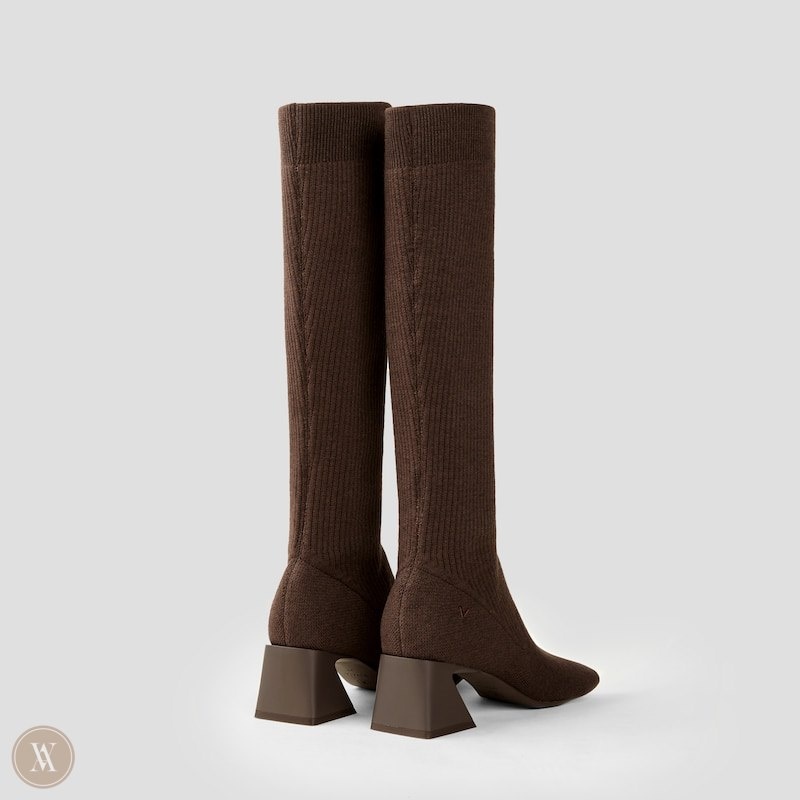 VIVAIA Rebecca Square-Toe Block Heel Knee-High Laarzen Dames Donkerchocola | QQH-8028