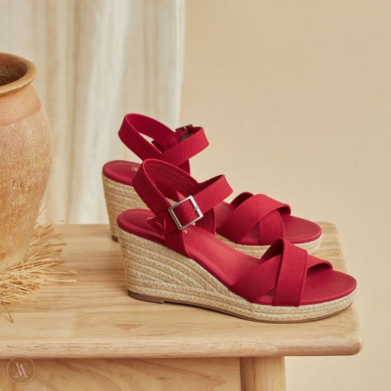 VIVAIA Sally Round-Toe Sandalen Met Sleehak Dames Rood | EXF-2991