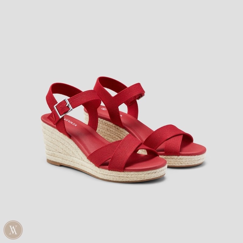 VIVAIA Sally Round-Toe Sandalen Met Sleehak Dames Rood | EXF-2991