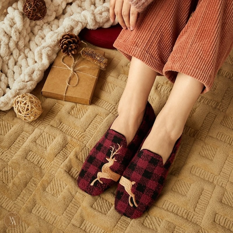 VIVAIA Samantha Squared-Toe Terry Knit Loafers Dames Rood | ECL-7239