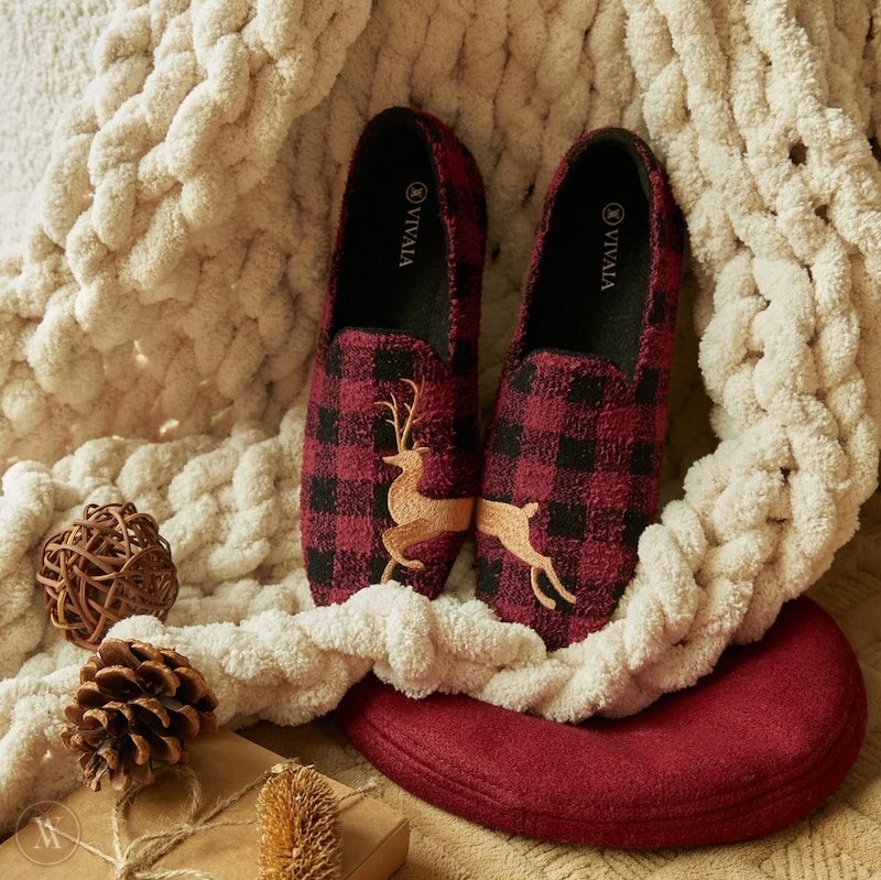 VIVAIA Samantha Squared-Toe Terry Knit Loafers Dames Rood | ECL-7239