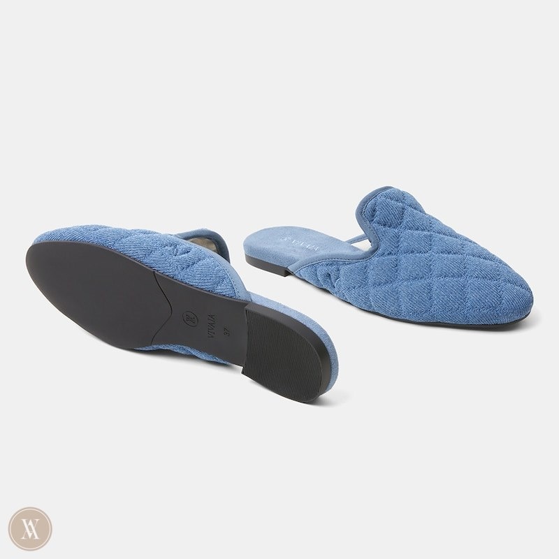 VIVAIA Sherry Round-Toe Quilted Mules Dames Blauw | IKA-6860