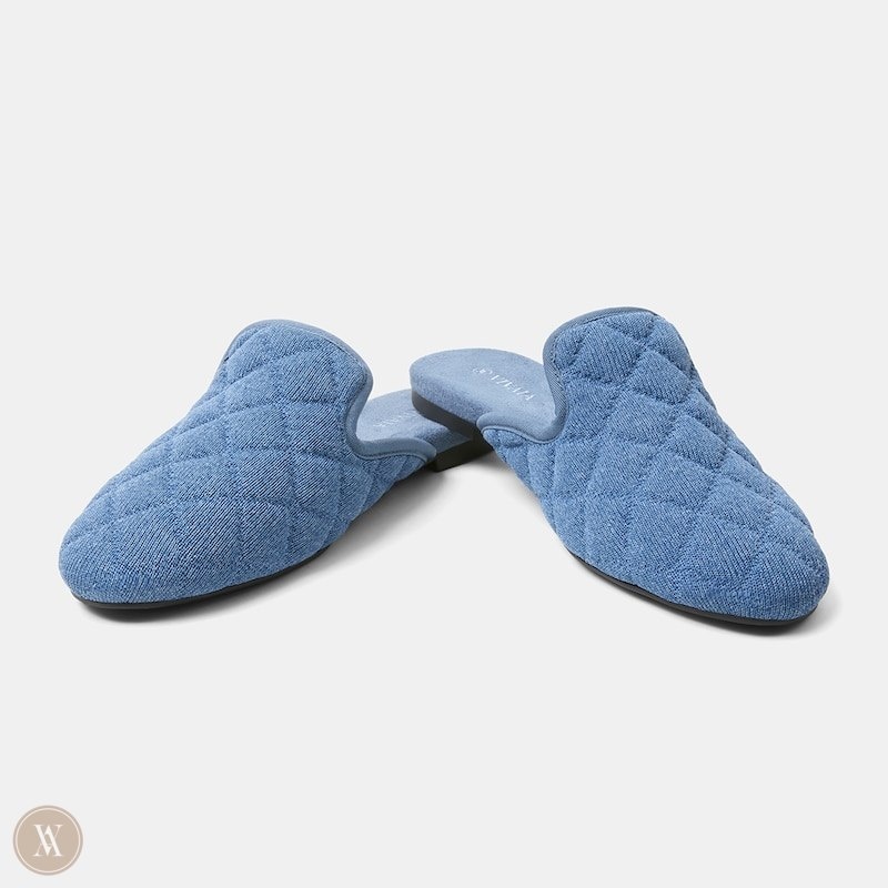 VIVAIA Sherry Round-Toe Quilted Mules Dames Blauw | IKA-6860