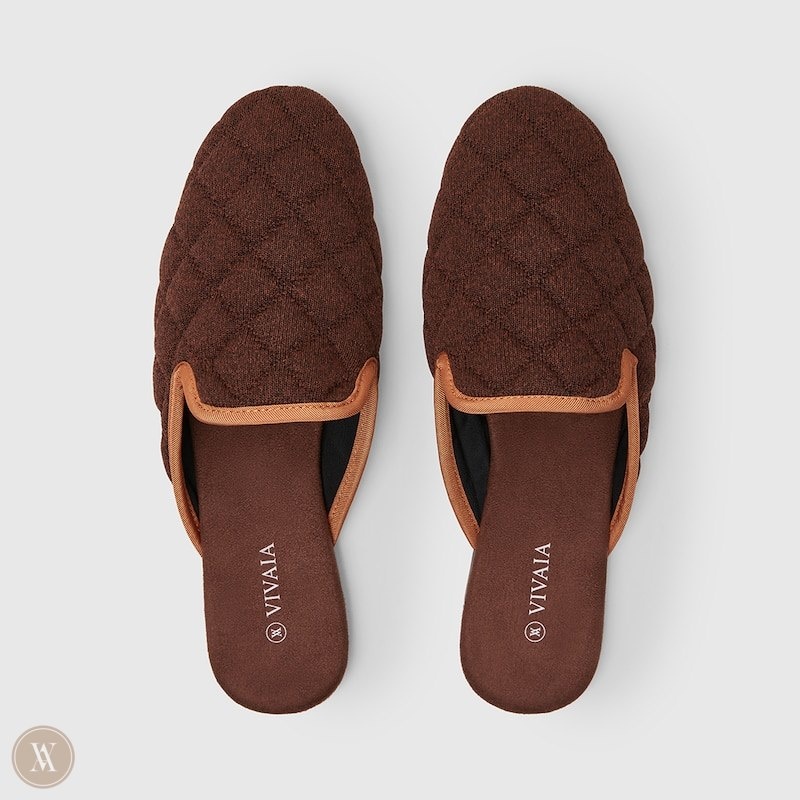 VIVAIA Sherry Round-Toe Quilted Mules Dames Donkerrood Bruin | KAB-9438