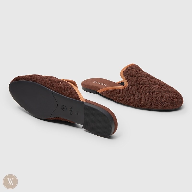 VIVAIA Sherry Round-Toe Quilted Mules Dames Donkerrood Bruin | KAB-9438