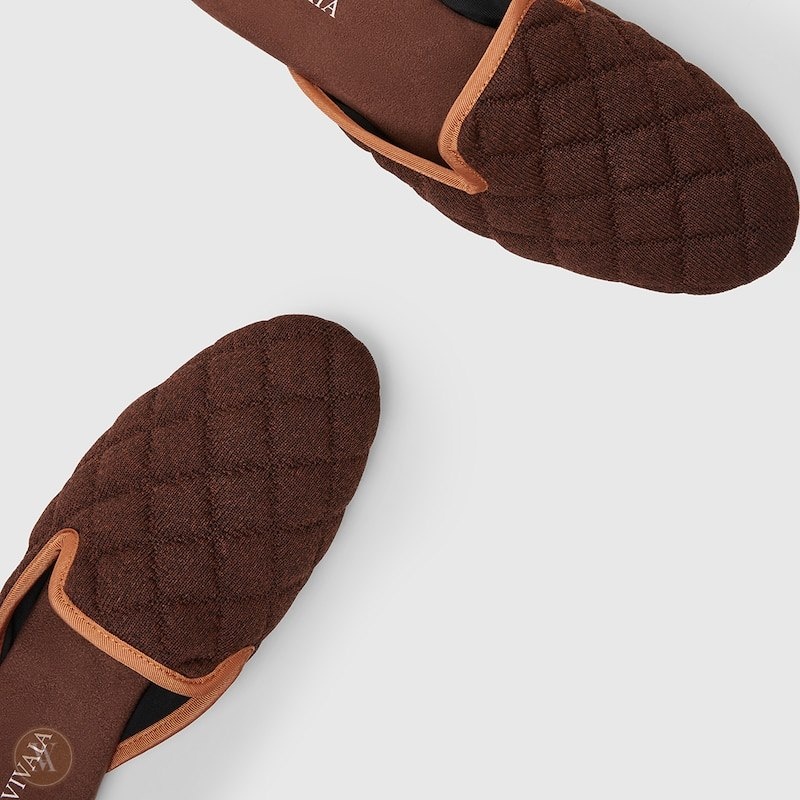 VIVAIA Sherry Round-Toe Quilted Mules Dames Donkerrood Bruin | KAB-9438