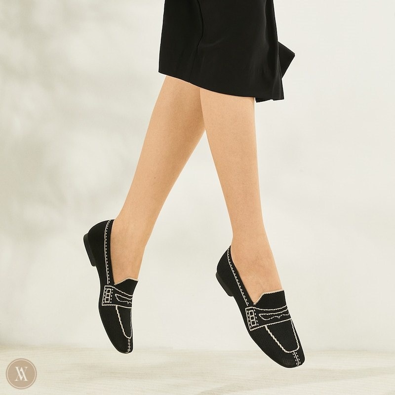 VIVAIA Sierra Square-Toe Patterned Loafers-Deep Ebony Dames Diep | NNN-8111