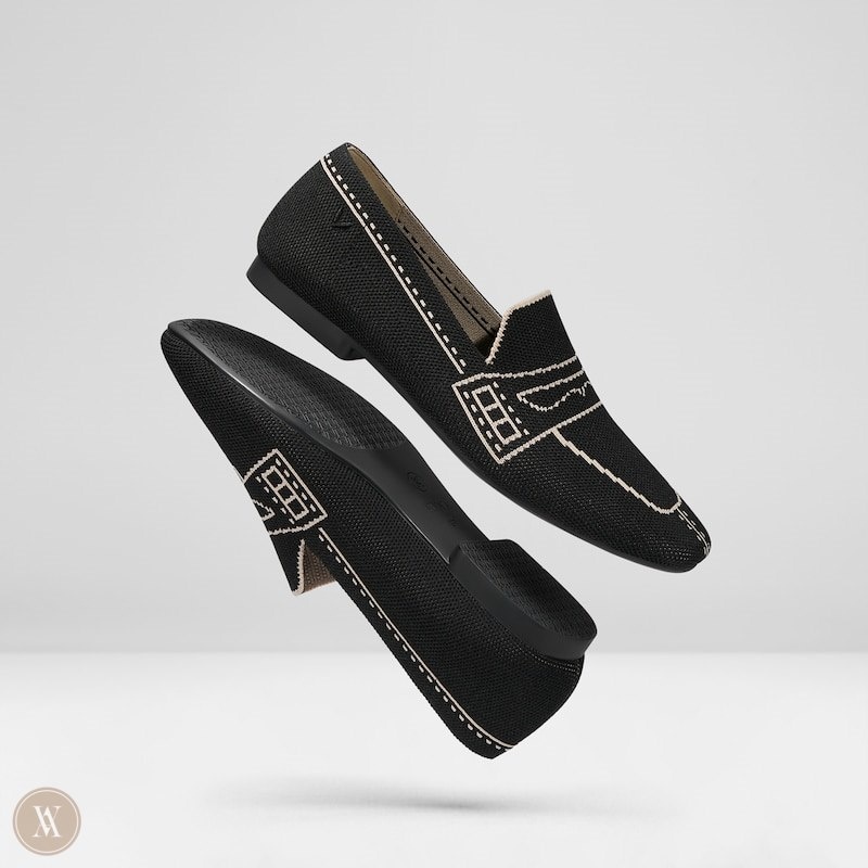 VIVAIA Sierra Square-Toe Patterned Loafers-Deep Ebony Dames Diep | NNN-8111