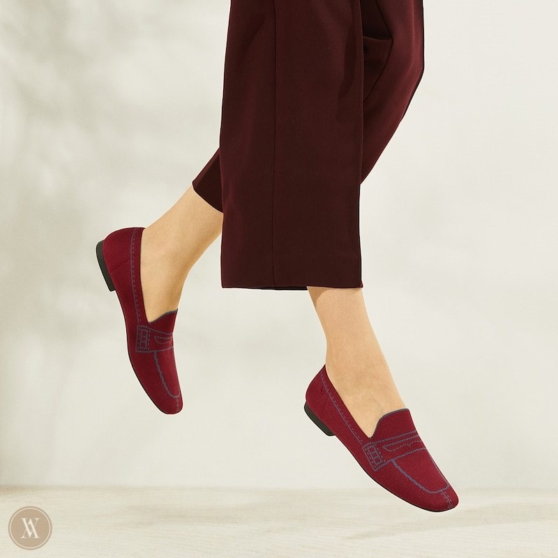 VIVAIA Sierra Square-Toe Patterned Loafers-Crab Red Dames Rood | PEV-5520