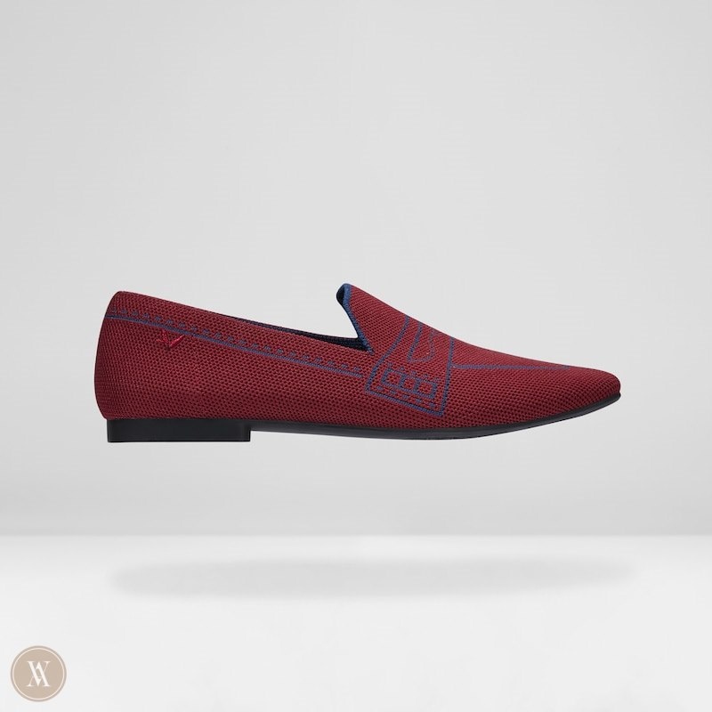 VIVAIA Sierra Square-Toe Patterned Loafers-Crab Red Dames Rood | PEV-5520