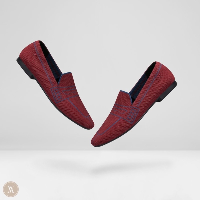 VIVAIA Sierra Square-Toe Patterned Loafers-Crab Red Dames Rood | PEV-5520