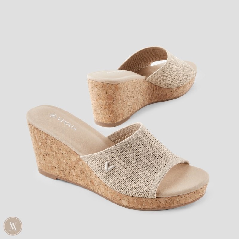 VIVAIA Stacey Round-Toe Sandalen Met Sleehak Dames Almond Crochet | NPS-9178