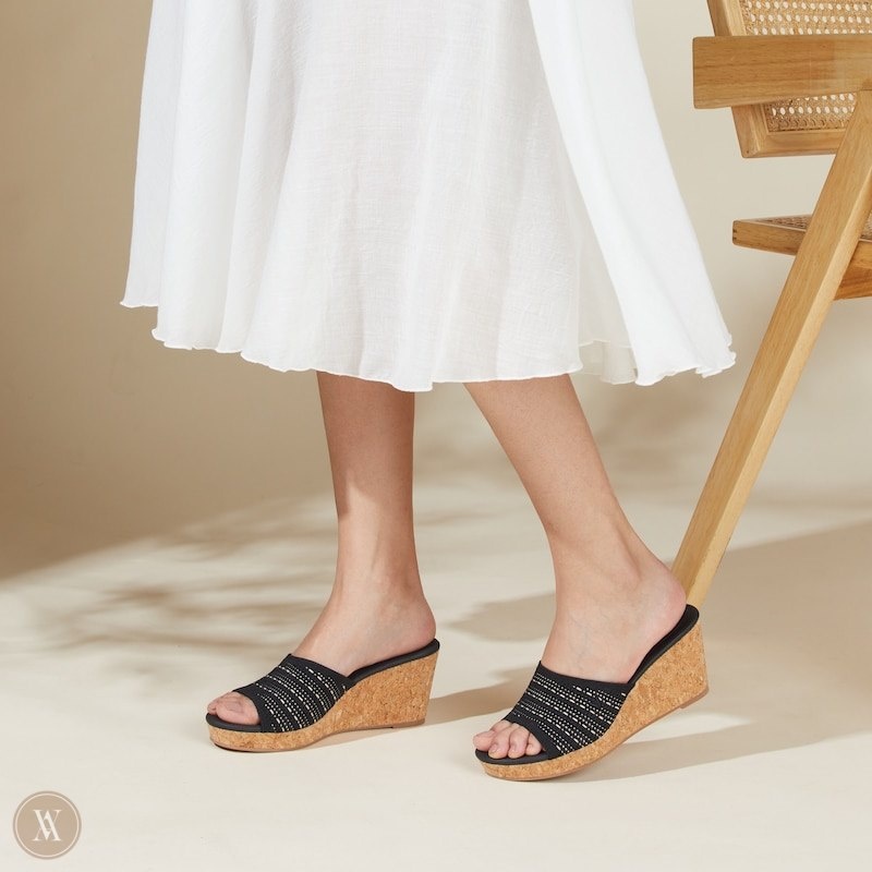 VIVAIA Stacey Round-Toe Sandalen Met Sleehak Dames Zwart | JKW-2072