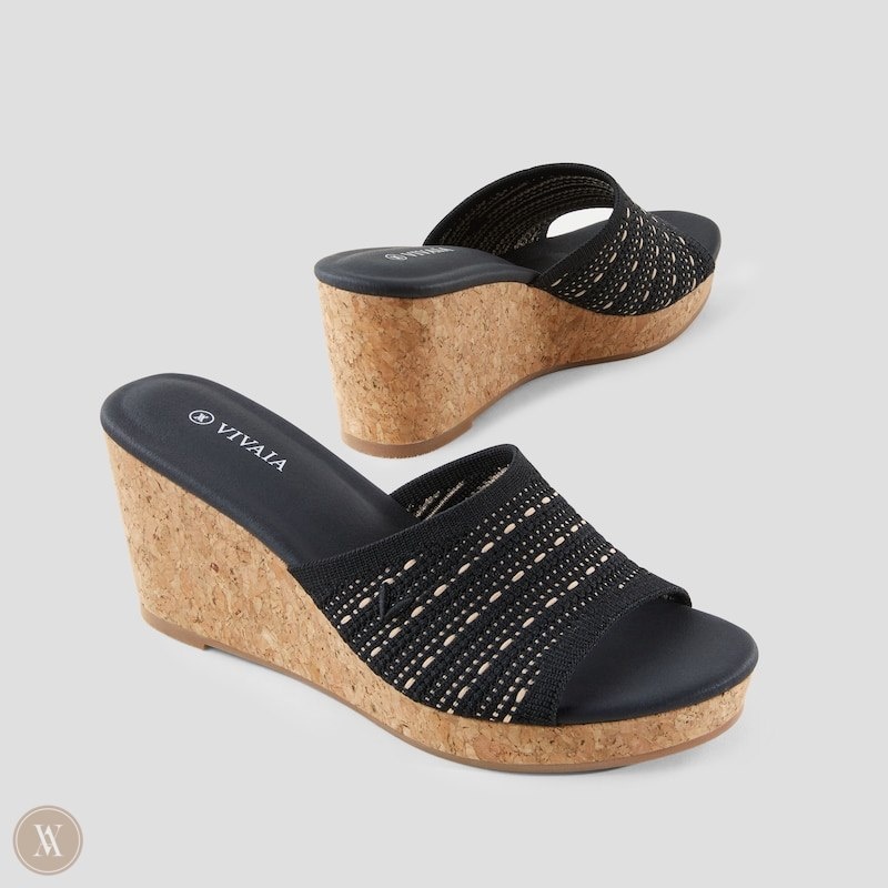 VIVAIA Stacey Round-Toe Sandalen Met Sleehak Dames Zwart | JKW-2072