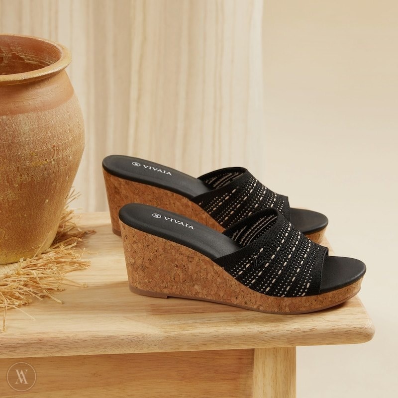 VIVAIA Stacey Round-Toe Sandalen Met Sleehak Dames Zwart | JKW-2072