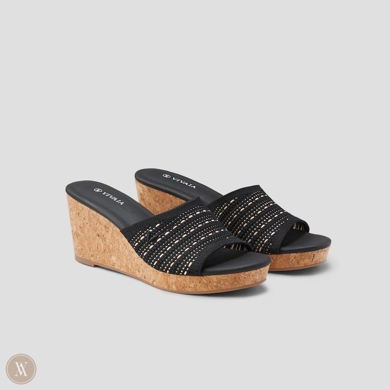 VIVAIA Stacey Round-Toe Sandalen Met Sleehak Dames Zwart | JKW-2072