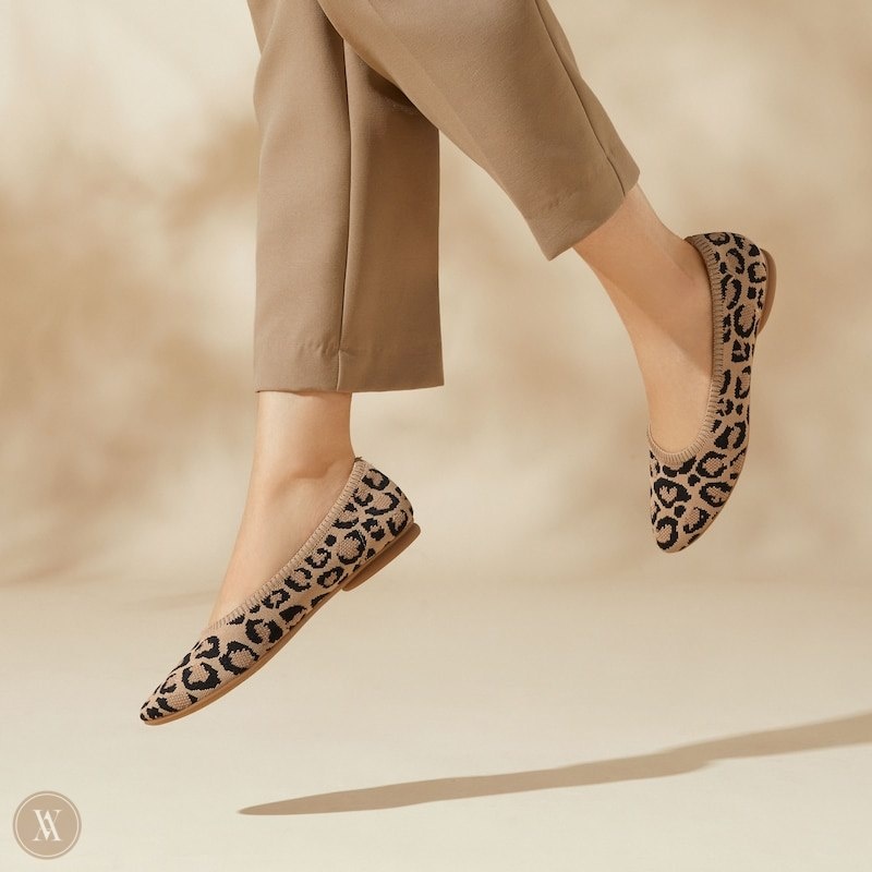 VIVAIA Tamia 2.0 Almond-Toe Ballerinas Dames Donkerleopard | GJQ-4829