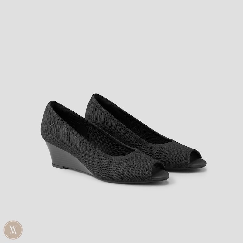 VIVAIA Tamia Peep Neus Peep Toe Wedge Dames Zwart | QYO-9760