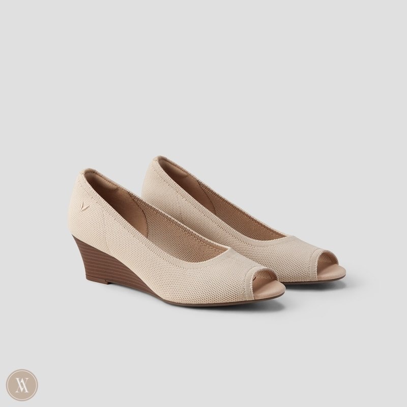 VIVAIA Tamia Peerp Neus Peep Toe Wedge Dames Almond | SCU-8742